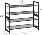 Stackable Shoe Rack, 4 Tier Metal Shoes Rack Storage Organizer,Large Capacity Shoe Shelf Holds 24 Pairs of Shoes,Sturdy and S