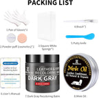 8.5oz Leather Recoloring Balm with 100ml Mink Oil,Dark Gray Leather Repair kit for Furniture and Car Interior,Leather Couch S