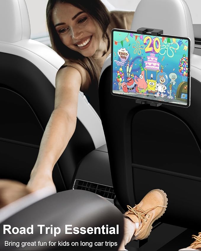 woleyi for Tesla Model Y Model 3 Model S Model X Tablet Headrest Holder - 2025 Tesla Back Seat Tablet Mount for iPad Pro 12.9, Air, Mini, iPhone, Galaxy Tabs, Z Fold, Fire HD, Switch, 4.7-13" Devices