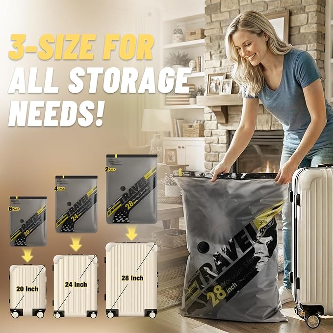 Cordless Vacuum Bags for travel - 18 Pack Rechargeable Wireless Vacuum Seal Bags for Clothing Travel, Space Saver vacuum stor