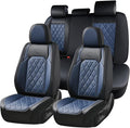 Coverado Leather Seat Covers, Car Seat Covers Full Set, Waterproof Faux Leather Black and Blue Seat Covers, Car Seat Protecto