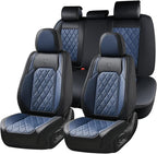 Coverado Leather Seat Covers, Car Seat Covers Full Set, Waterproof Faux Leather Black and Blue Seat Covers, Car Seat Protecto