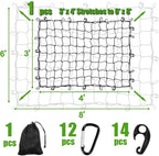 WSSROGY 3' x 4' Cargo Net Stretches to 6' x 8', Heavy Duty Cargo Netting for Pickup Truck Bed, Roof Rack Net with Hooks Carabiners