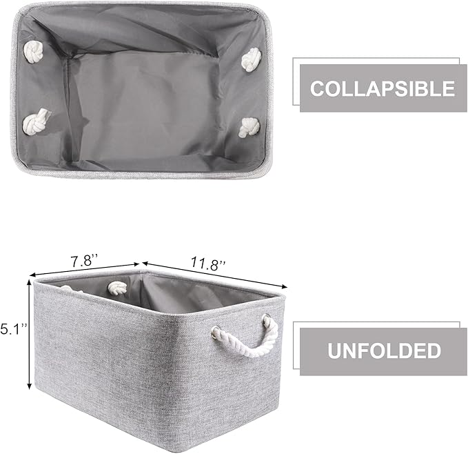 HNZIGE Small Baskets for Shelves(6pack) Fabric Storage Baskets, Empty Gift Baskets with Rope Handles, Decorative Foldable Sto
