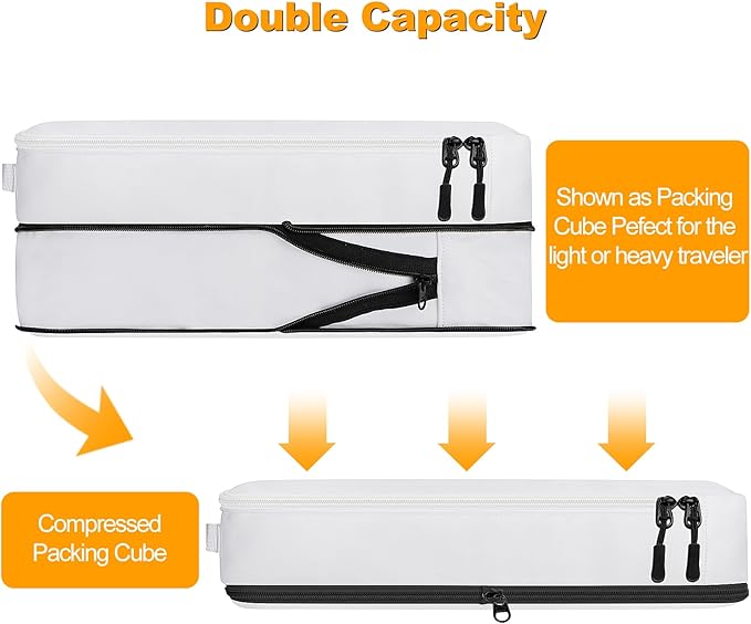 8 Set Compression Packing Cubes for Travel, Waterproof Luggage Organizers, Suitcase Organizer Set for Carry-On & Checked Bagg