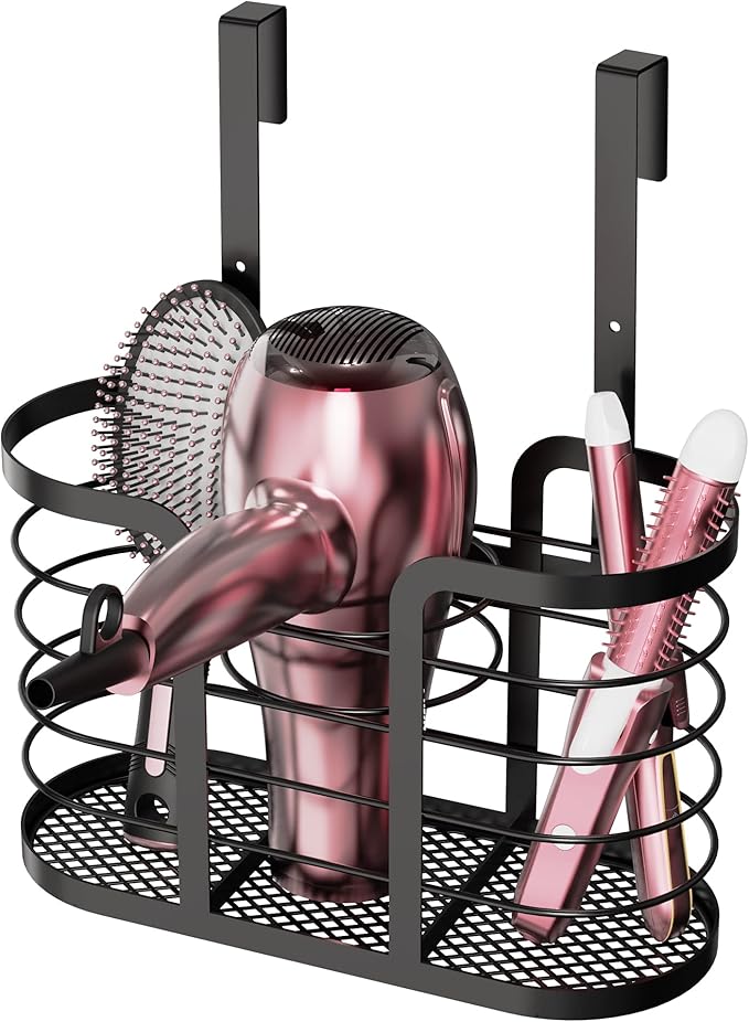 YIGII Hair Tool Organizer - Dryer Holder/Blow Holder Cabinet Door, Bathroom Care & Styling Tools Storage Basket for Dryer, Fl