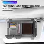Leather Sun Visor Organizer for Truck, Sunglasses Holder, Cards Sleeve Pockets Organizer, Visor Document Holder for Registration License, Drving License, Insurance, Cards, Pen, Key