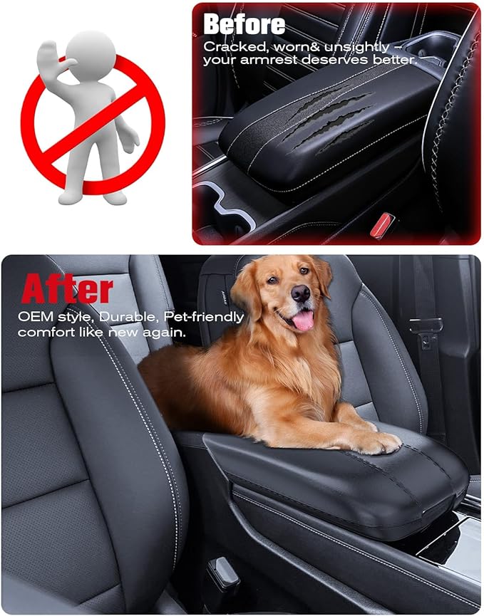 for 2024~2026 Chevy Traverse/GMC Acadia 2-in-1 Silicone Center Console Armrest Cover& Armrest Hidden Privacy Tray - [OEM Design& Friendly Liquid Silicone Rubber] - Thin Black