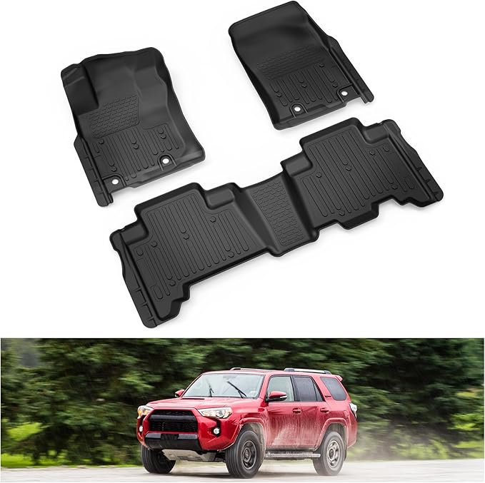 KIWI MASTER Floor Mats for 2013-2024 Toyota 4Runner, 2014-2023 Lexus GX460, Custom Fit All Weather Car Mats, Heavy Duty TPE Floor Liners, Front & Rear 2 Row, Black