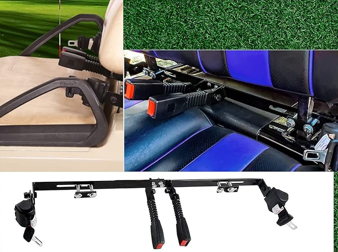 Dr.Acces Universal 2 Passenger Retractable Seat Belts and Bracket Kit for Club Car,EZGO Yamaha etc. Golf Cart
