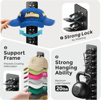 4 Pack Hat Organizer for Baseball Caps, Detachable DIY Hat Rack for Wall Hat Holder Hold up to 44 Hats, Baseball Cap Organize