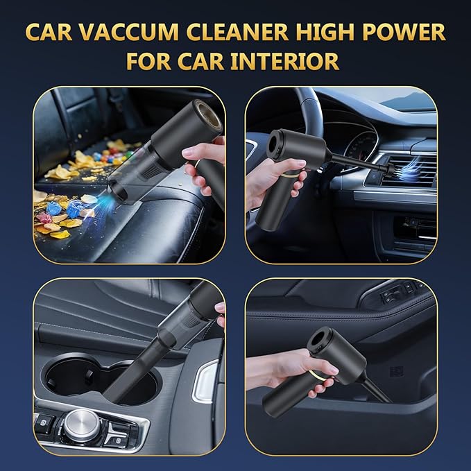 Car Vacuum Portable Cordless with 15000Pa Strong Suction, Handheld Vacuum Cleaner 4-in-1 Cordless Vacuum with 2 Suction Modes