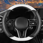 5D Honeycomb Knight White Car Steering Wheel Cover,14.5-15 Inch Universal Carbon Fibre Leather Covers Breathable Anti-Slip Od