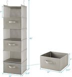 MAX Houser 6 Tier Shelf Hanging Closet Organizer, Closet Hanging Shelf with 2 Sturdy Hooks for Storage, Foldable (Light Grey-