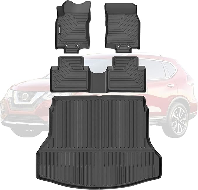 All-Weather TPE Floor Mats & Cargo Liner Set for 2014 2015 2016 2017 2018 2019 2020 Nissan Rogue (Not Fit Sport) Custom Fit Nissan Rogue Car Mats Cargo Mat Trunk Mat Accessories