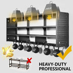 49" W Large Power Tool Organizer Wall Mount, 4 Layer Heavy Duty Metal Tool Storage Rack with 12 Drills Holder, Utility Racks 