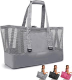 Large Mesh Beach Tote Bag - 50L Pool Bags with 2 Inner Zipper Waterproof Pockets for Swim Toys Towels Travel