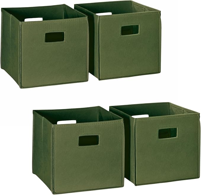 RiverRidge Folding Storage Bins with Handles Olive Cube Storage Organizer for Closet, Bedroom & Playroom - Closet Organizers 