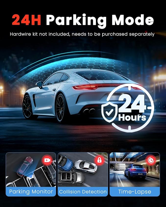 3 Channel Dash Camera for Cars,Triple Lens 4K+1080P+1080P Dash Cam Front Rear Inside,Built-in 5G WiFi & App, Night Vision,24H