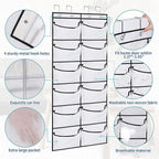 2 Packs Over the Door Shoe Organizer, 24 Extra Large Mesh Pockets Hanging Shoe Boots Rack Holder, Closet Hanging Organizers f