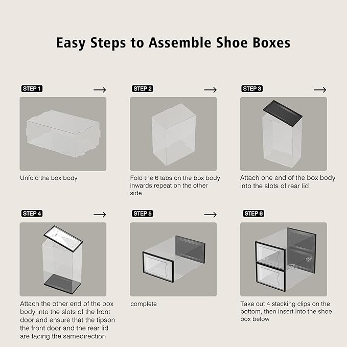 SEE SPRING 12 Pack Shoe Storage Box, Clear Plastic Stackable Shoe Organizer for Closet, Space Saving Shoe Rack for Entryway S