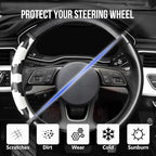 ZHOL Cow Print Steering Wheel Cover, D Shaped Car Wheel Cover Microfiber Leather 14 1/2-15 in (37-39 cm)