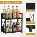 Giikin Countertop Organizer, 2 Tier Coffee Station Organizer for Desktop, Wood Counter Shelf Spice Rack for Kitchen (Black, M