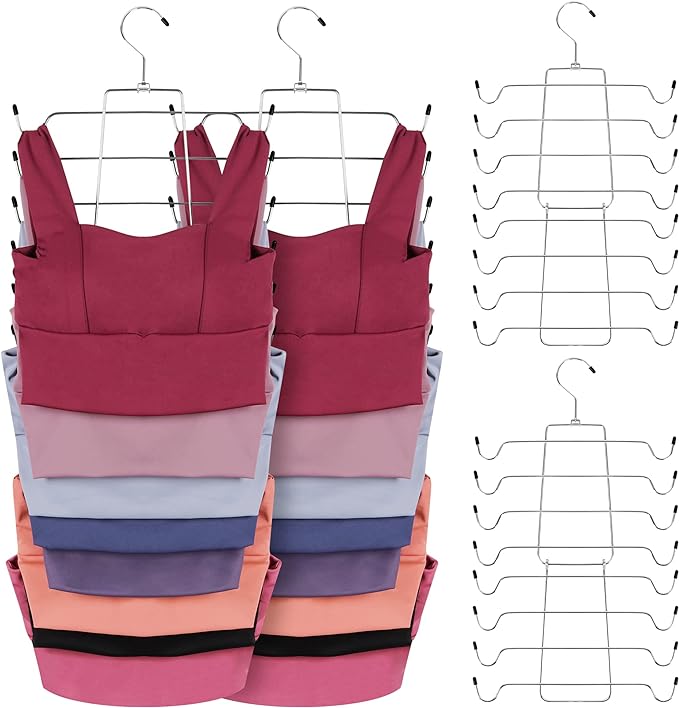 ZEDODIER 4 Pack Tank Top Hanger Space Saving, Bra Hangers for Closet Organizer, Hanging Bra Organizer Tank Tops Holder with 3