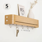GEMAPOCO® Key Holder Wall Mount with 5 Retractable Hooks, 17-inch Finland-Designed Key Hanger with Shelf, Modern Coat Rack Wa