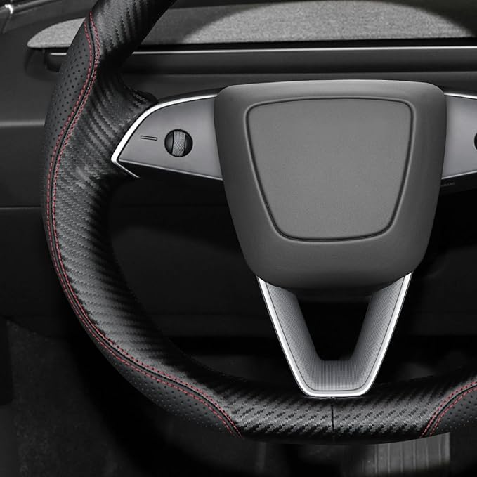 MEWANT DIY Stitching Steering Wheel Cover Wrap for Tesla Model 3 Highland 2023-2025/Model Y 2025 Highland for Tesla Model 3/Model Y Accessories(3D Style)