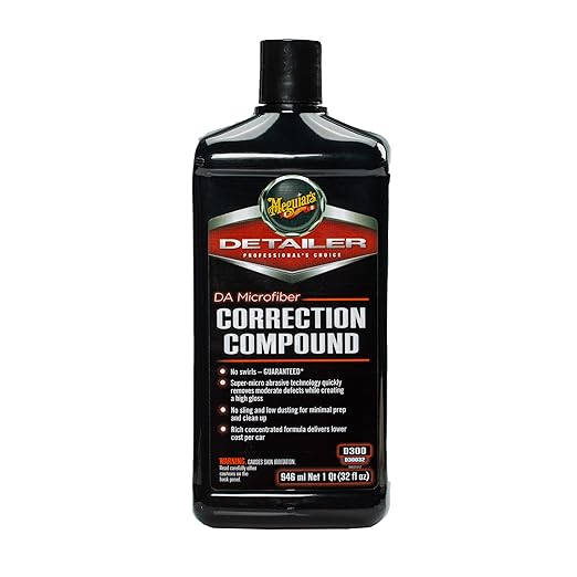 Meguiar's DA Microfiber Correction Compound D30032 - Pro Car Scratch Remover, for Use with a DA Polisher and Microfiber Cutting Disc, Remove Swirls, Scratches, Water Spots, and Oxidation, 32 Oz