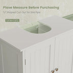 Iwell Pedestal Sink Storage Cabinet with 2 Doors and Shelf, Under Sink Cabinet, Bathroom Sink Cabinet with U-Shape, White