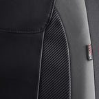 Flying Banner car seat Covers Protects Water Proof Faux Leather Carbon Fiber Front and Rear Bench (Gray Black, Full Set - 9PC