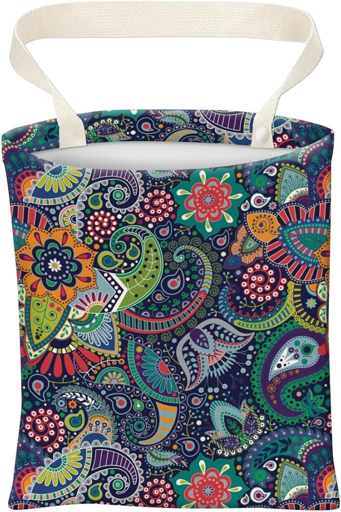 Car Trash Can, Cute Car Trash Bag, Hanging Car Organizer and Storage Bag, Trash Bin for Car Accessories, Vehicle, Travelling, Camping Cute Colorful Paisley Pattern