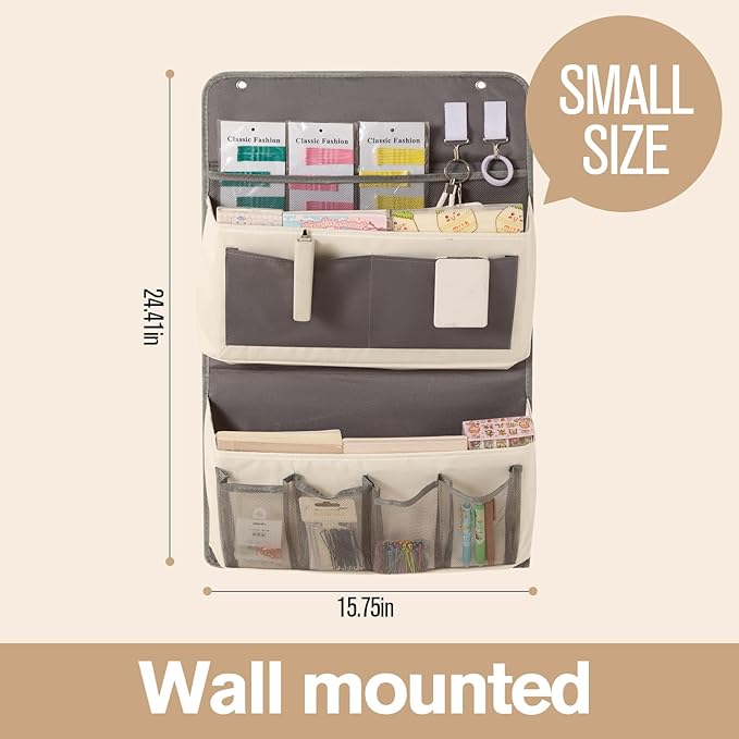 Over Door Storage Organizer, Multi-Pocket Hanging Organizer with Mesh Pockets, Wall Mount Storage Bags, Black and White (blac