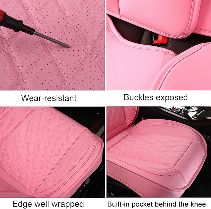 MIROZO Front Seat Covers Pink,2PCS Car Seat Covers Faux Leather Automotive Seat Cover Car Seat Protector Vehicle Seat Cover f
