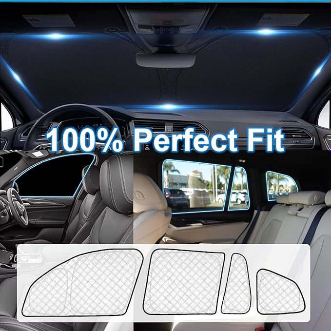 KMF 10pcs Thicken Sun Shades for BMW X3 Accessories 2018-2024, Full Car Window Covers Sunshade for Windshield Side Rear, UV Block Visor Protecting Privacy Blackout for Car Camping