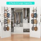 HapiRm Over Door Hat Rack - 2 Packs Wall Mounted Hat Holder with 6 Hooks and Metal Basket Design, Baseball Cap Organizer Stor