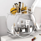Perfume Organizer for Bedroom Dresser- Sliver Makeup Organizers for Vanity, 2 Tier Bathroom Countertop Organizer Perfume Tray