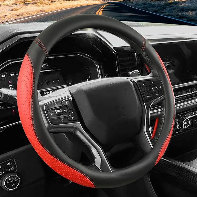 Car Steering Wheel Cover for Chevy Silverado 1500 2500 3500, Chevrolet Steering Wheel Cover for Tahoe, Equinox,Traverse,Color
