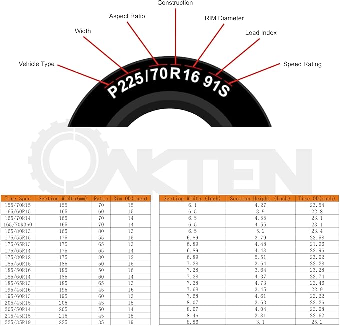 OakTen Set of 2 Passenger Car Snow Chains with Tensioner fits Tire Size 215/55R18 155/70R15 165/60R15 175/55R15 185/50R16
