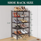 Smiry Small Bamboo Shoe Rack 5-Tier, Stackable Wooden Shoe Organizer for Entryway & Closet, Free Standing Wood Shoe Storage S
