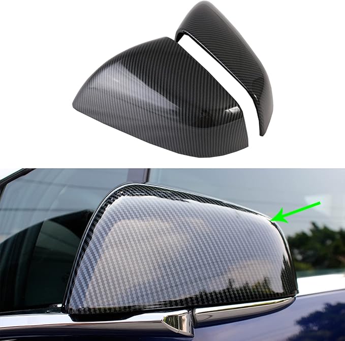 Side Mirror Cover for Tesla Car Exterior Accessories ABS Plastic Outside Cap (Pack of 2)(Model X 2017-2020 Imitation Carbon Fiber)