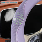 Nappa Leather Steering Wheel Cover, Advanced Microfiber Leather Non-Slip Breathable Fabric, Warm in Winter and Cool in Summer