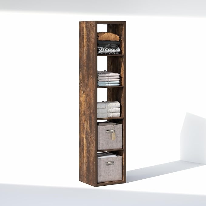 Furinno Cubic Closet Organizers and Storage, 5-Cube Closet Organizer, Open Shelf Closet Storage, Extra Thick Frame for Wardro