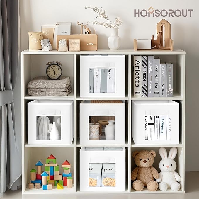 Homsorout Storage Cube 11 Inch - Cube Storage Bins with Window, Closet Storage Baskets with Handle, Fabric Bins for Closet, S