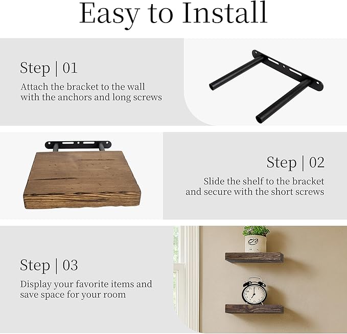 BGMG Small Wood Floating Shelves for wall 8 inch,Distressed Rustic Wooden Wall Mount Shelves for Bathroom Living Room Bedroom