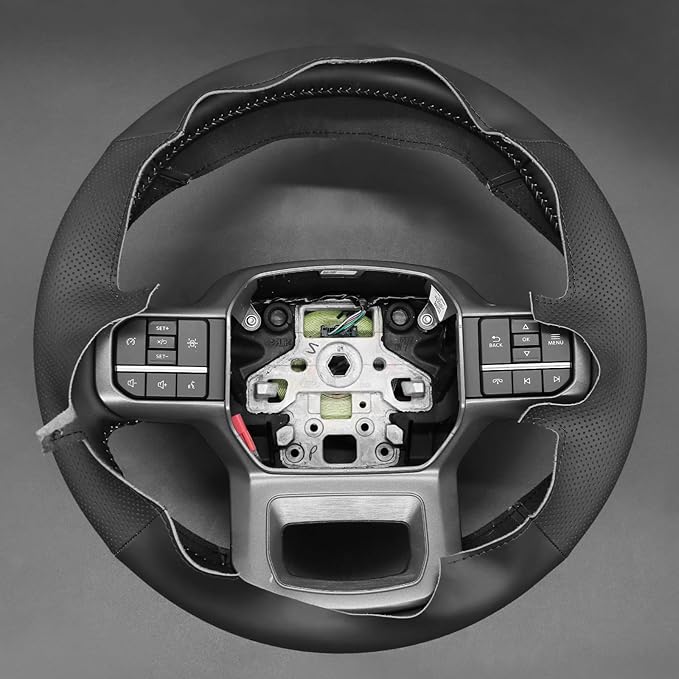 MEWANT Steering Wheel Covers for Ford F-150 2021-2025 / F-150 Lightning 2022-2025 Hand-Stitched F150 Steering Wheel Wrap