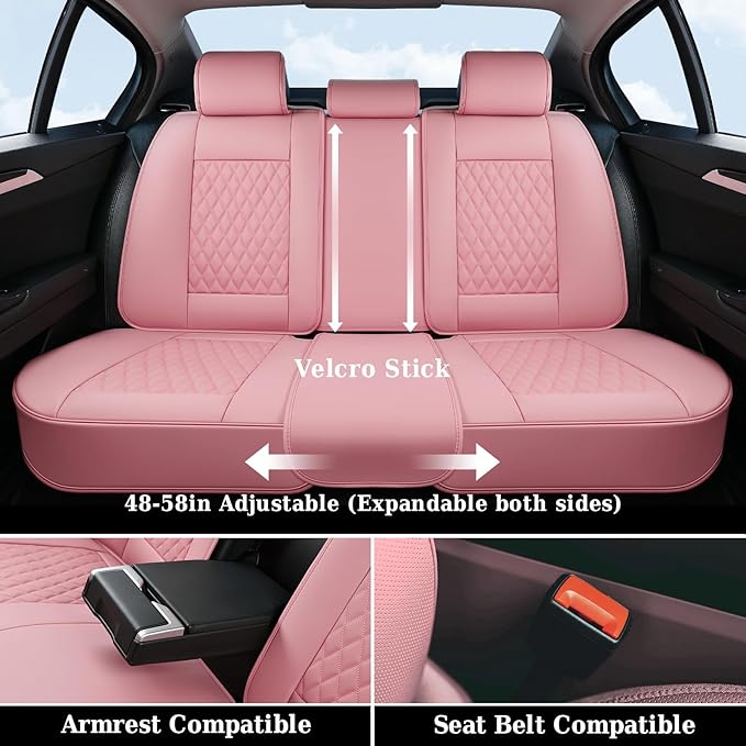 Coverado Car Seat Covers Full Set, Automotive Front and Rear Seat Covers with Backrest, Nappa Leather Car Seat Protectors Wat