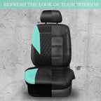 CAR PASS Mint Leather Seat Covers Full Set-Universal Quilting Cute Girly Car Seat Cover with 5mm Composite Sponge Inside,Airb
